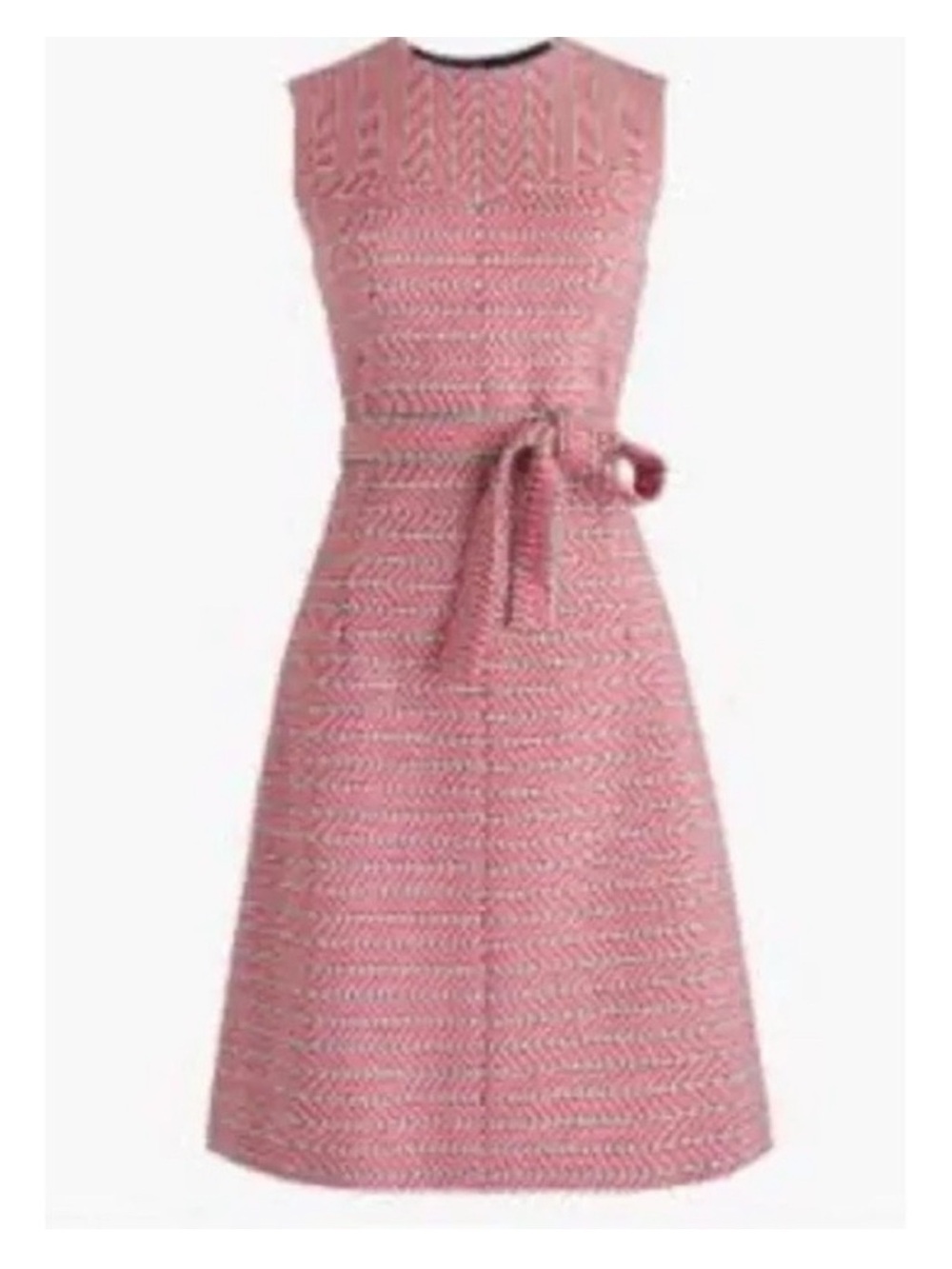 J. Crew Italian Tweed Tie Waist Shift Dress Chevron Red Black Womens Size 4